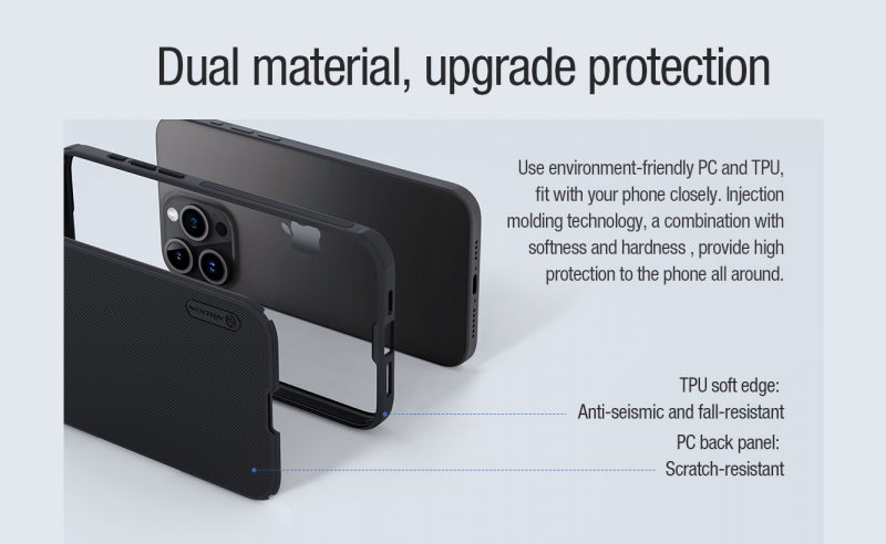 Ốp Lưng iPhone 15 Pro Max Nhựa Sần Viền Hai Bên Dẻo Hiệu Nillkin Chính Hãng